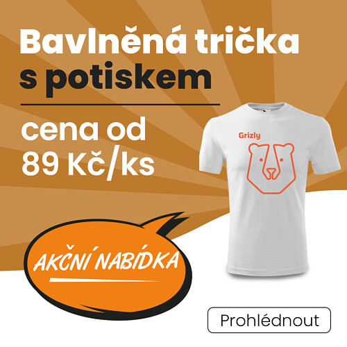 Bavlněná trička s potiskem od 89 Kč/ks