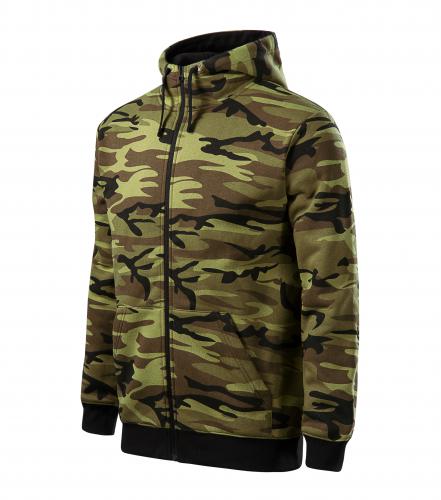 Camo Zipper mikina pánská camouflage green