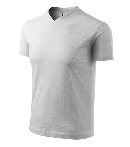 V-neck tričko unisex světle šedý melír