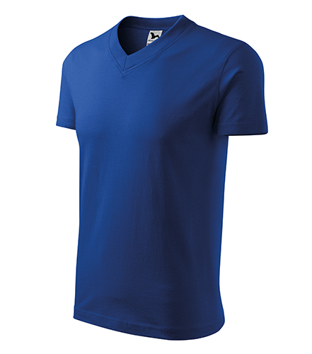 V-neck tričko unisex královská modrá