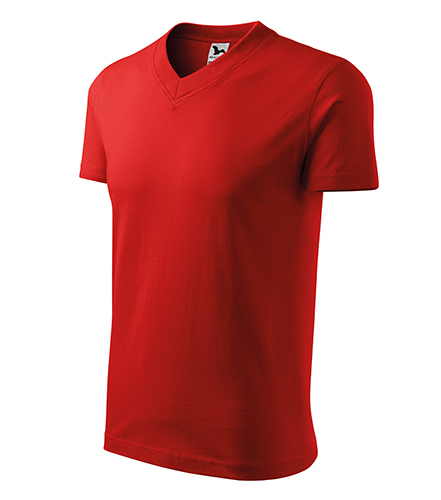 V-neck tričko unisex červená