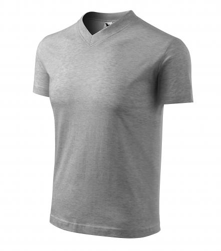 V-neck tričko unisex tmavě šedý melír