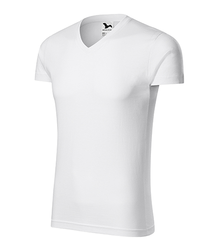 Slim Fit V-neck tričko pánské bílá