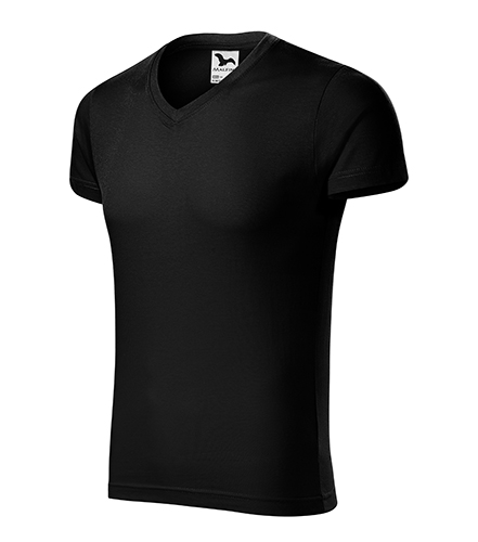 Slim Fit V-neck tričko pánské černá