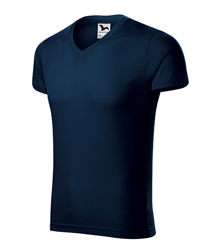 Slim Fit V-neck tričko pánské námořní modrá
