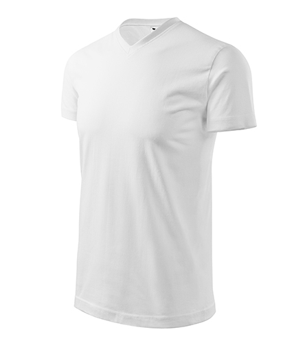 Heavy V-neck tričko unisex bílá