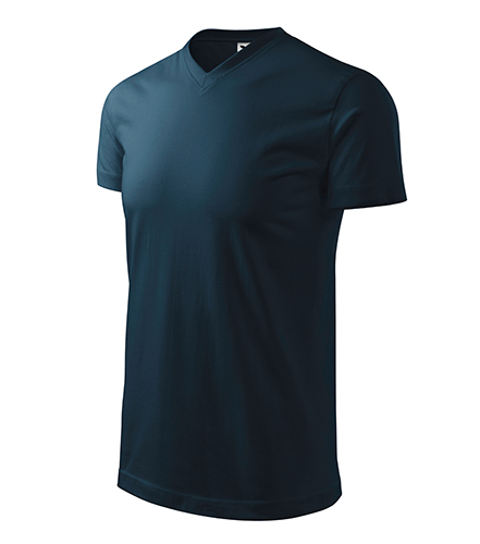 Heavy V-neck tričko unisex námořní modrá