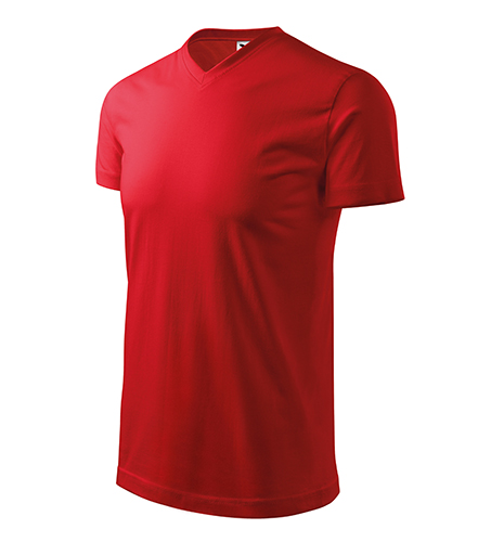 Heavy V-neck tričko unisex červená