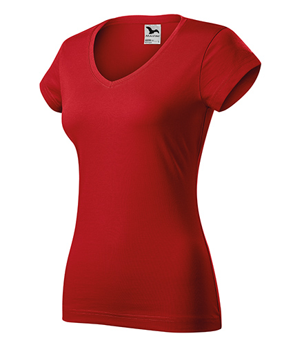 Fit V-neck tričko dámské červená