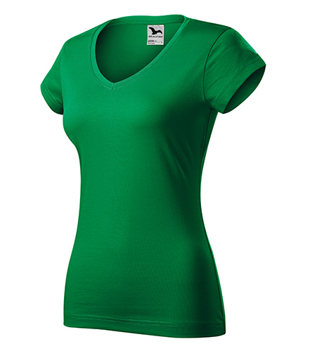 Fit V-neck tričko dámské středně zelená