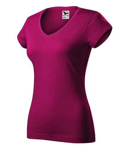 Fit V-neck tričko dámské fuchsia red