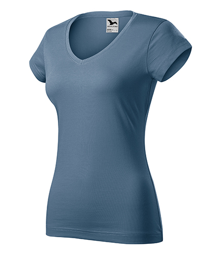 Fit V-neck tričko dámské denim