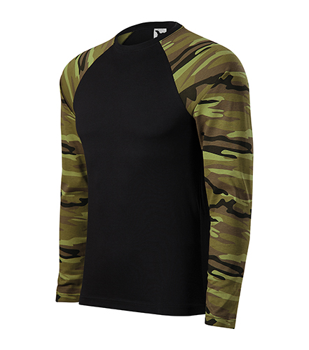 Camouflage LS triko unisex camouflage green